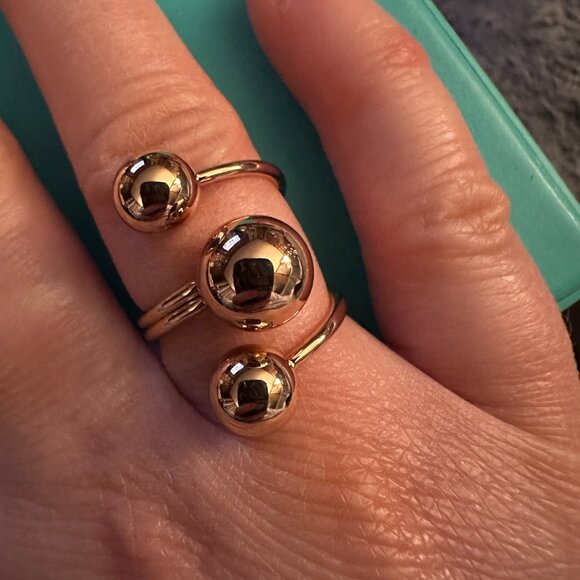 orb goldtone statement ring sz 7 - Picture 5 of 7